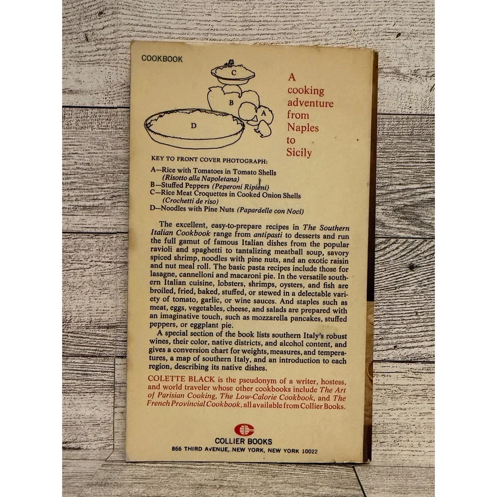 The Southern Italian Cookbook Colette Black 1967 Vintage Paperback 200 Recipes